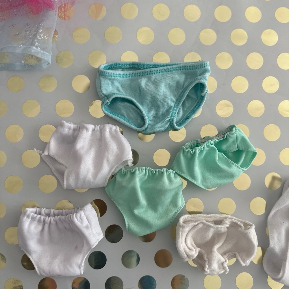 Doll Underwear Set - Blue and White
